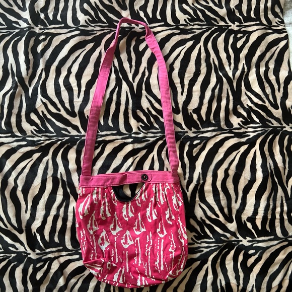 Volcom Pink/White Cotton Bucket Purse/Crossbody Bag from early 2000’s Y2K/Surf - Picture 2 of 14